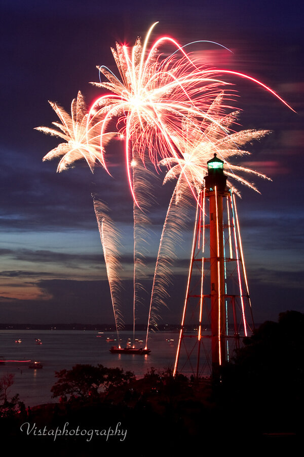 Fireworks Above Lighthouse